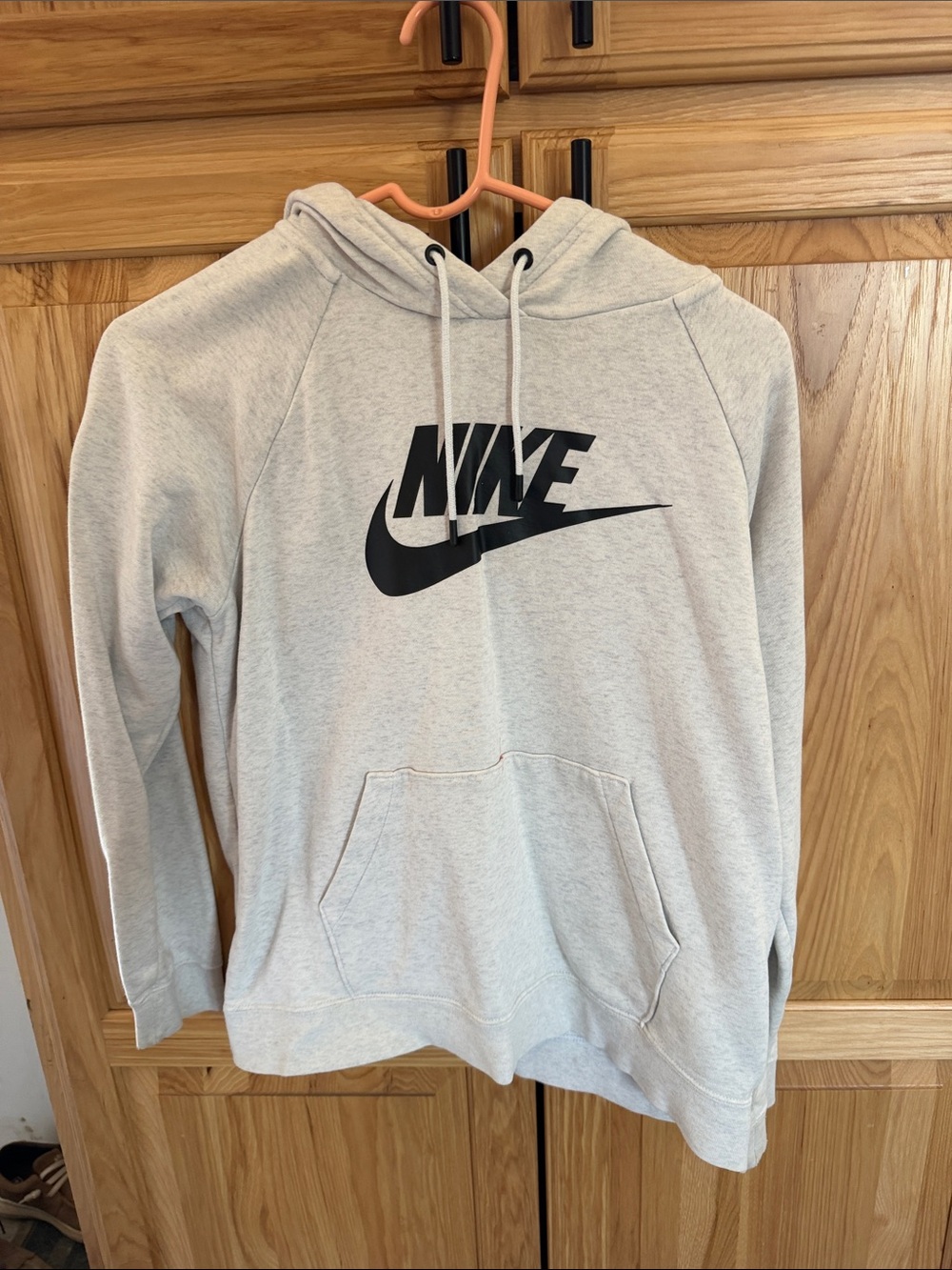 Nike Light Gray Crewneck Pullover Hoodie with Black Logo